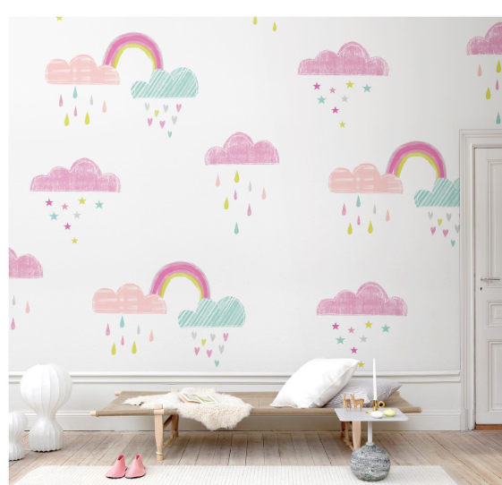 Rainbow Cloud Dreams Nursery Wallpaper