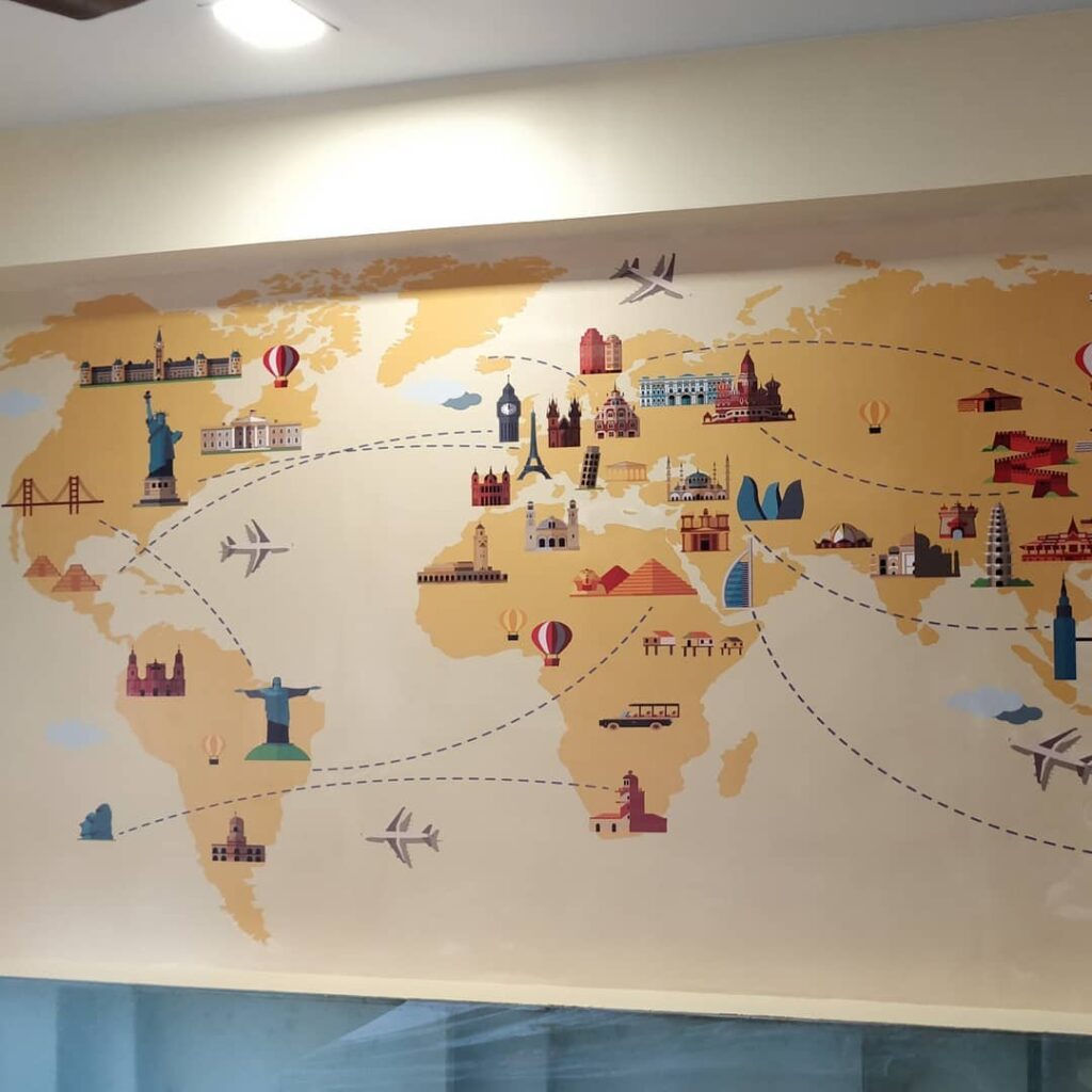 World Landmarks Travel Map Mural