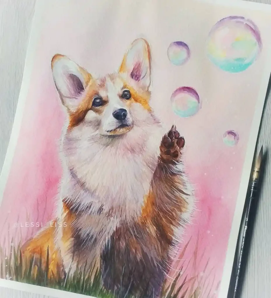 Watercolor Dog Drawing Ideas