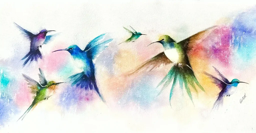 Watercolor Hummingbird Drawing Ideas