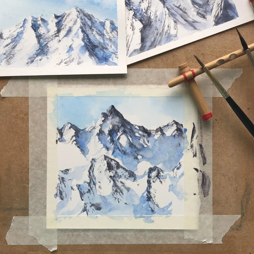 Watercolor Mountain Drawing Ideas