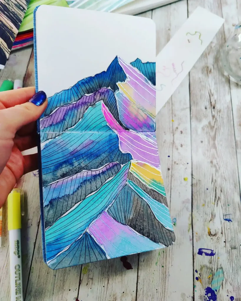 Watercolor Mountain Drawing Ideas