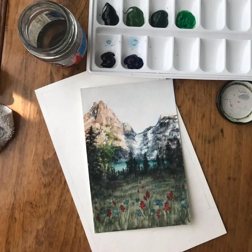 Watercolor Mountain Drawing Ideas