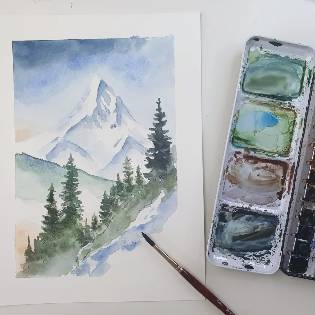 Watercolor Mountain Drawing Ideas