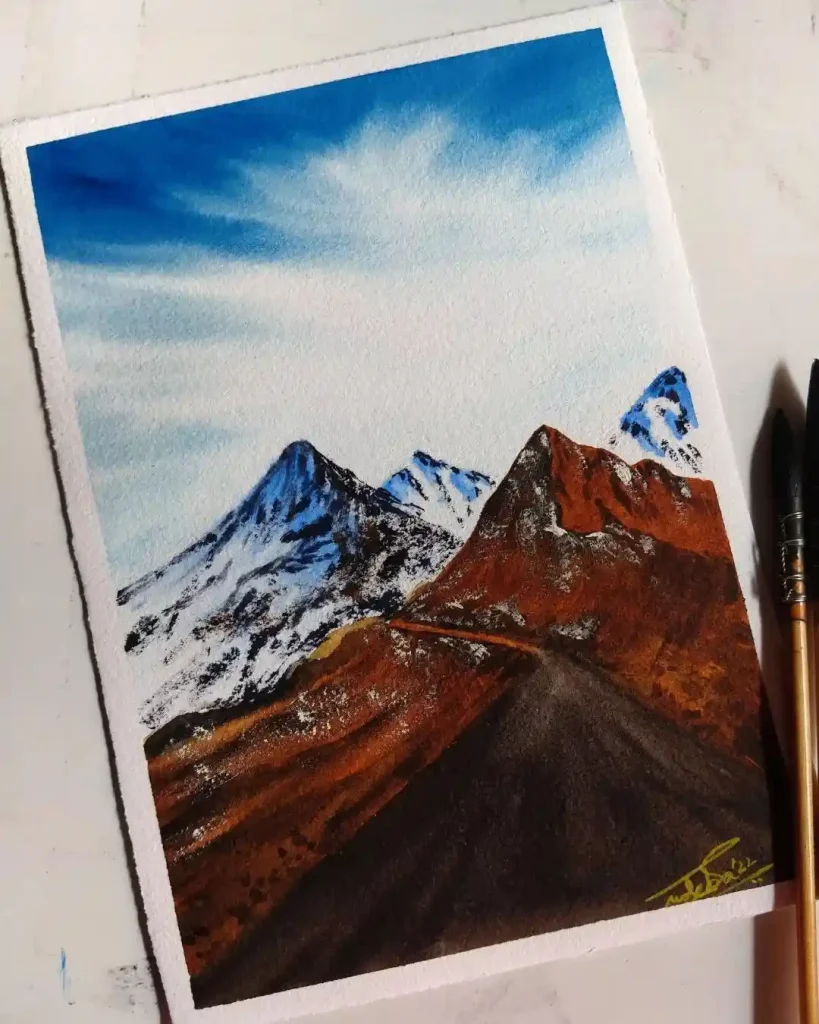 Watercolor Mountain Drawing Ideas