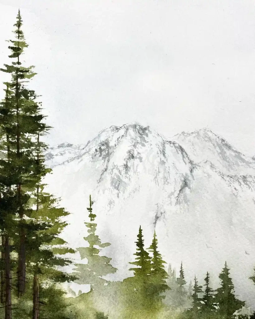 Watercolor Mountain Drawing Ideas