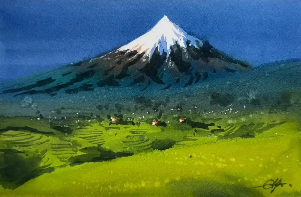 Watercolor Mountain Drawing Ideas