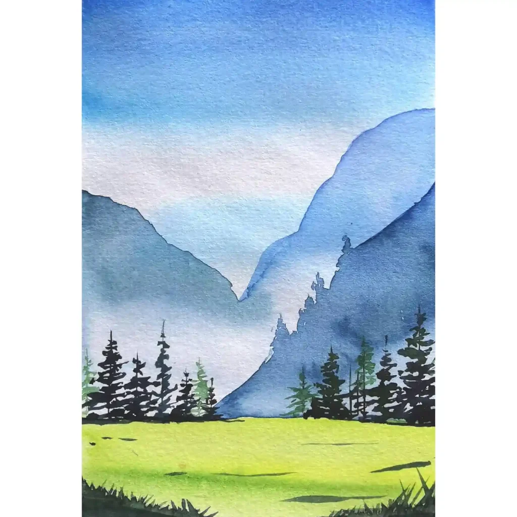 Watercolor Mountain Drawing Ideas