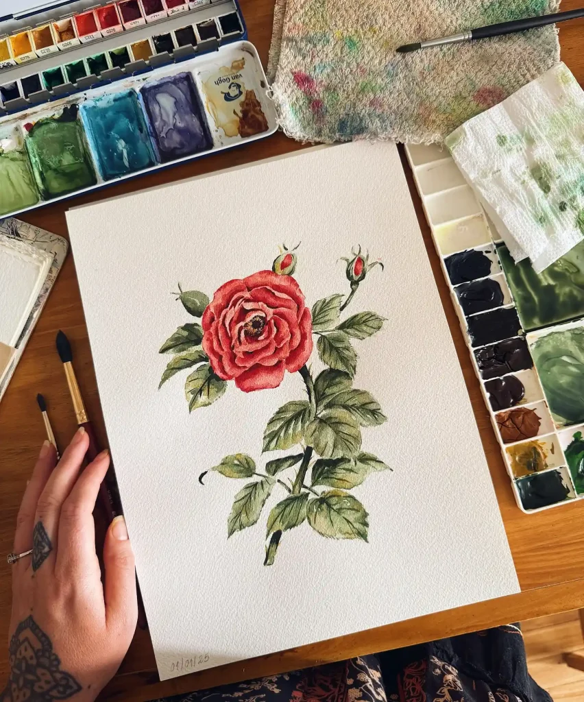 Watercolor Rose Drawing Ideas