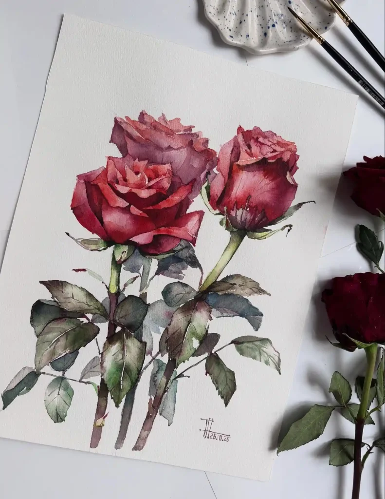 Watercolor Rose Drawing Ideas