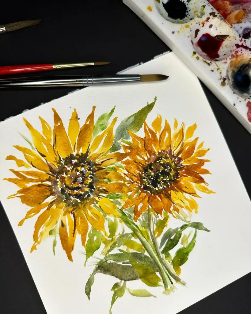 Watercolor Sunflower Drawing Ideas