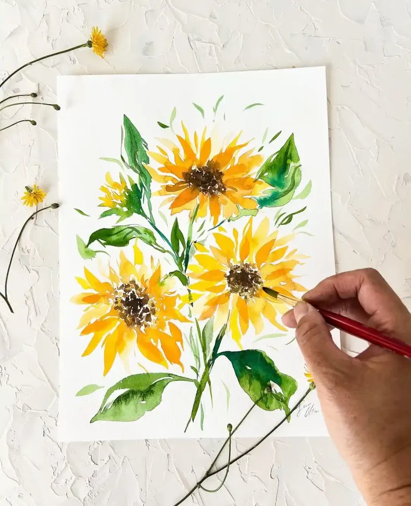 Watercolor Sunflower Drawing Ideas