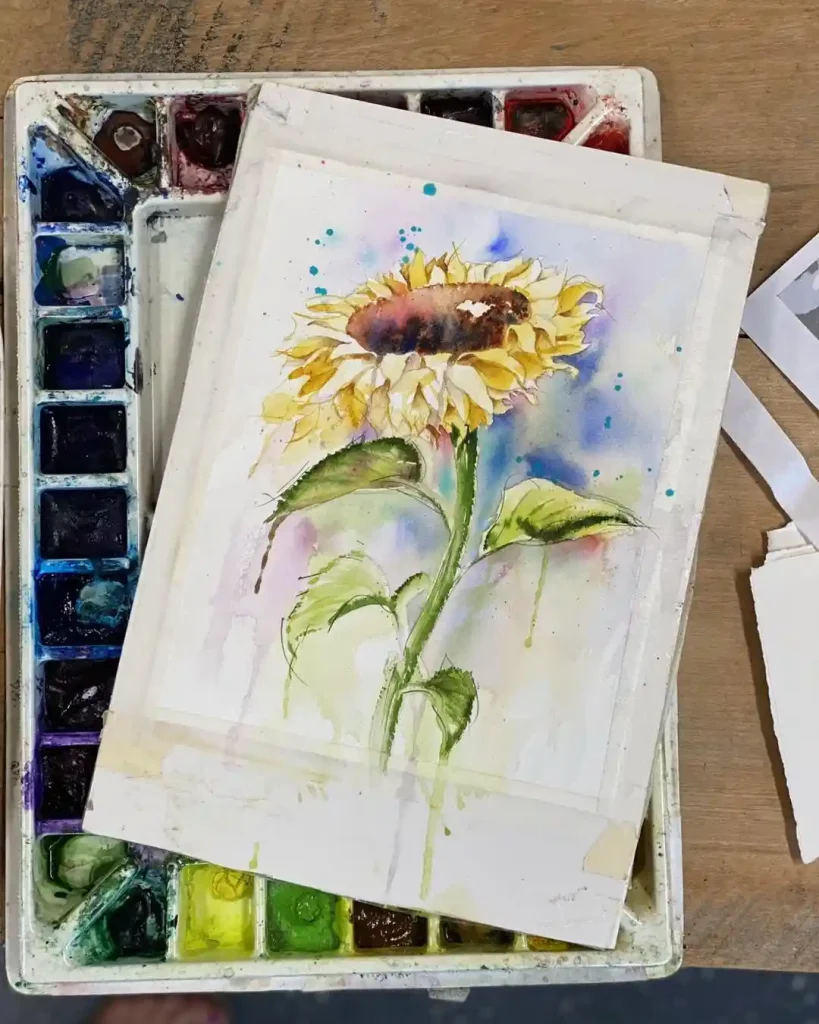 Watercolor Sunflower Drawing Ideas