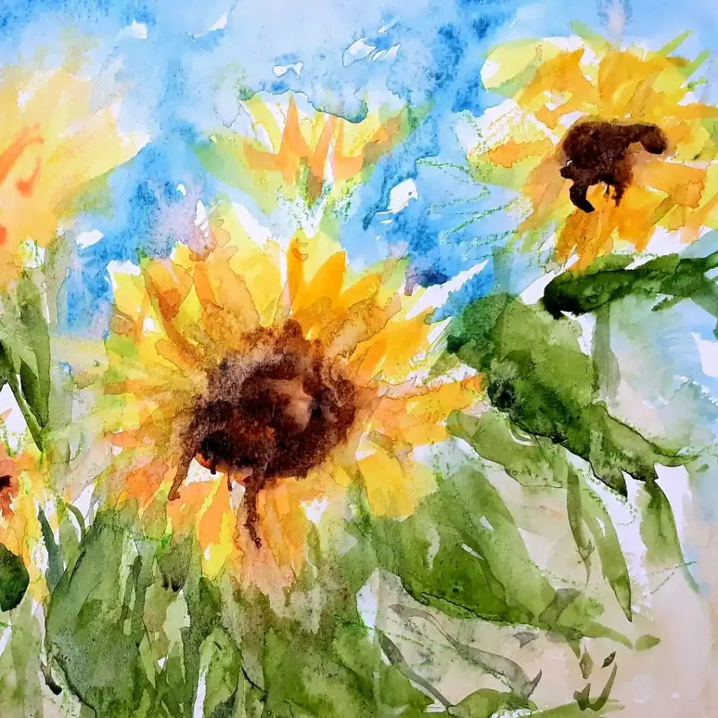 Watercolor Sunflower Drawing Ideas