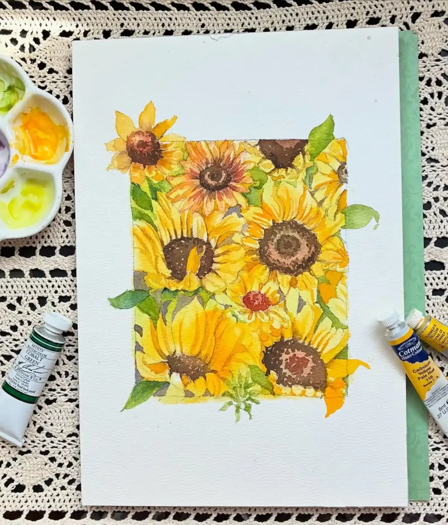 Watercolor Sunflower Drawing Ideas