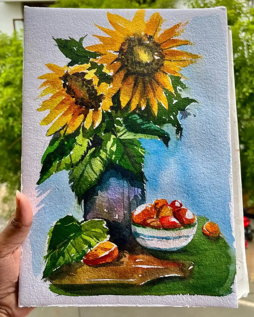 Watercolor Sunflower Drawing Ideas