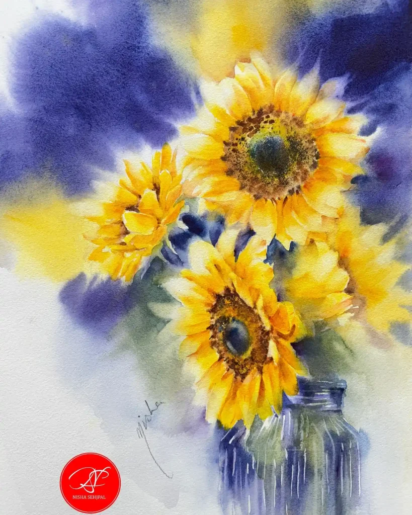 Watercolor Sunflower Drawing Ideas