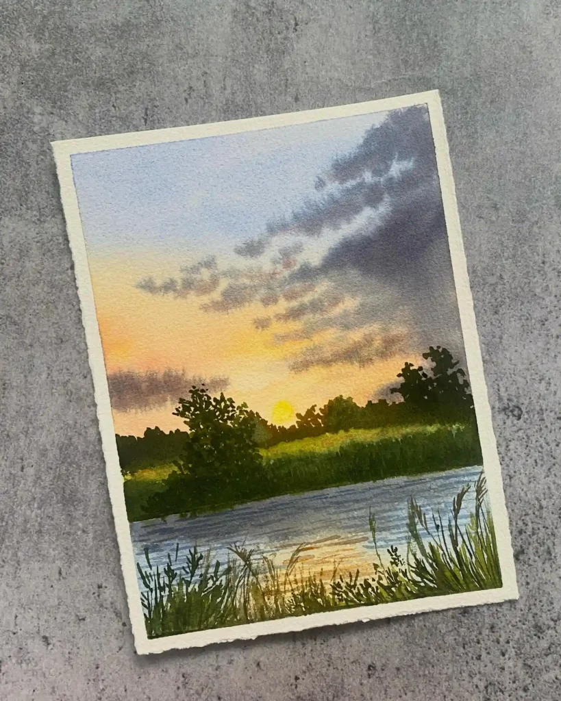 Watercolor Sunset Drawing Ideas