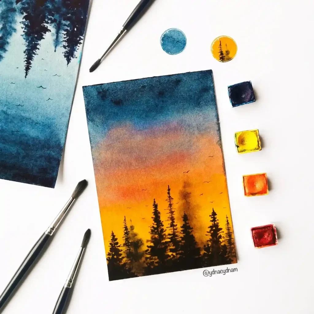 Watercolor Sunset Drawing Ideas