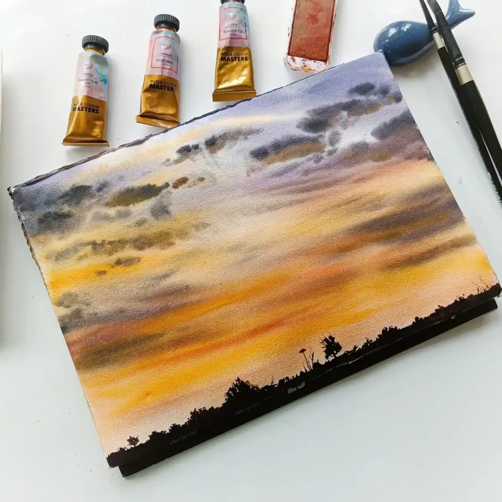 Watercolor Sunset Drawing Ideas