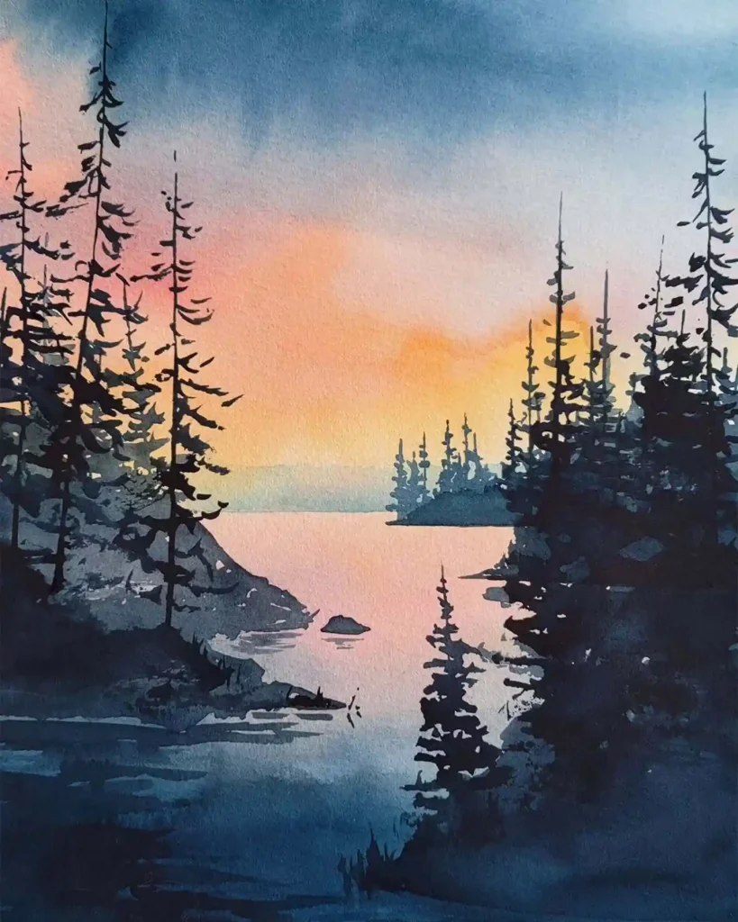 Watercolor Sunset Drawing Ideas