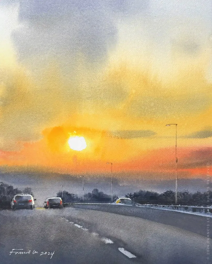 Watercolor Sunset Drawing Ideas
