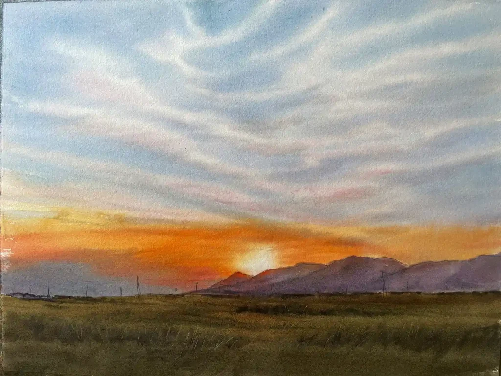 Watercolor Sunset Drawing Ideas