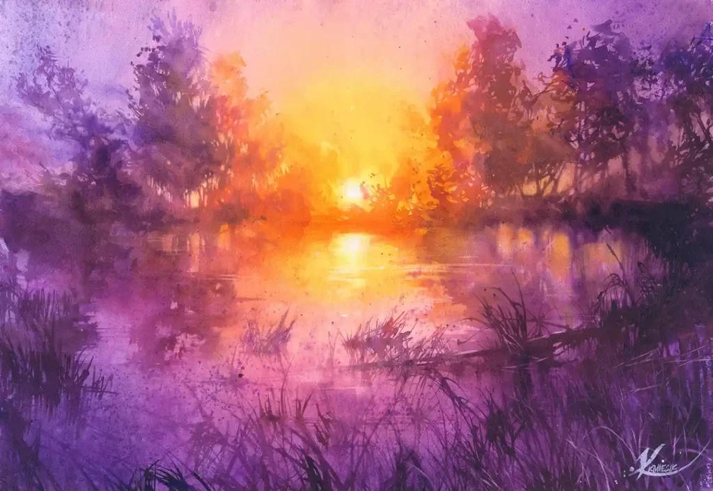 Watercolor Sunset Drawing Ideas