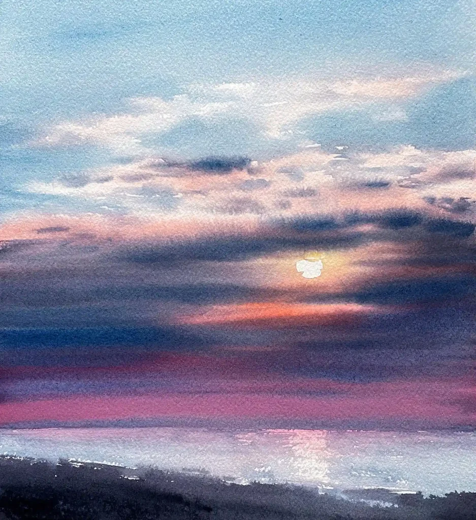 Watercolor Sunset Drawing Ideas