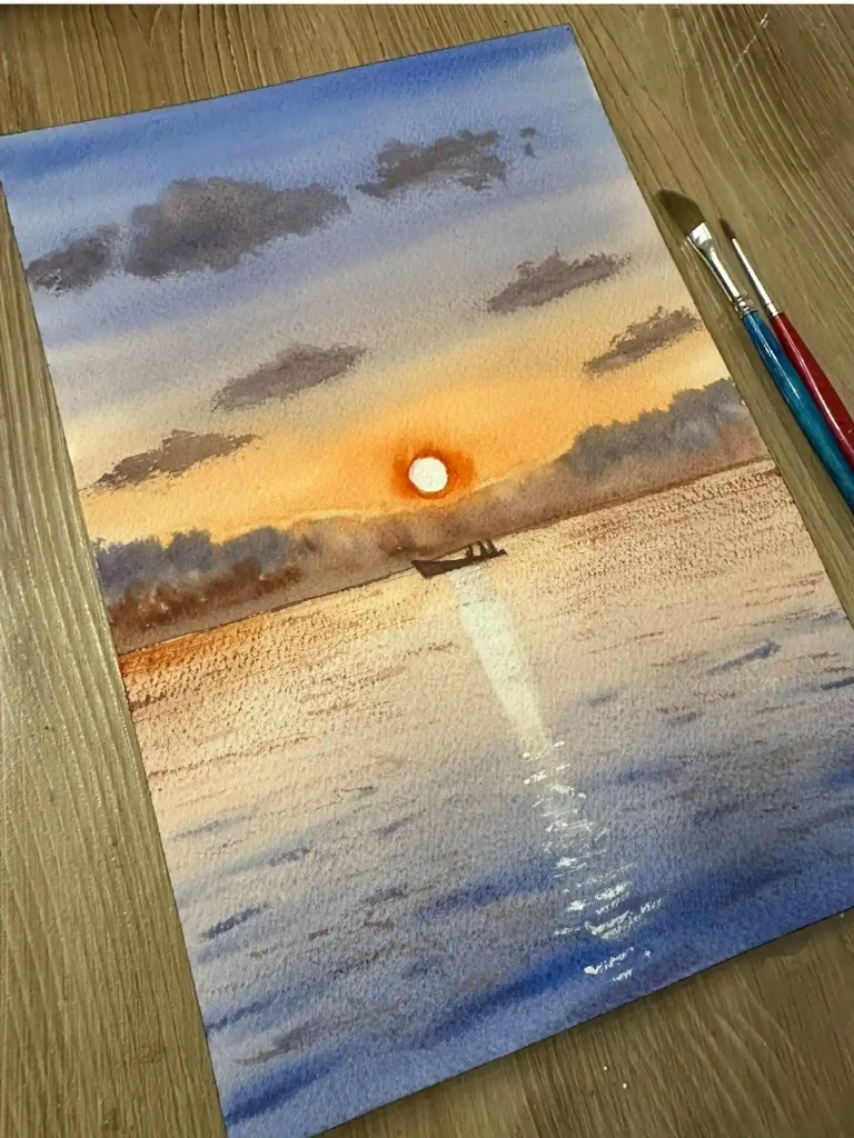 Watercolor Sunset Drawing Ideas