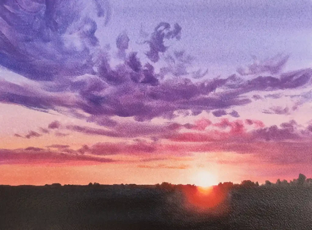 Watercolor Sunset Drawing Ideas