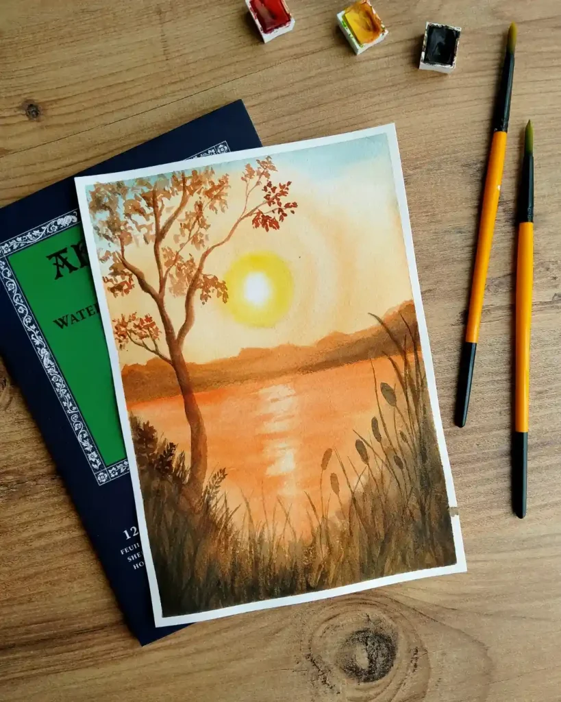 Watercolor Sunset Drawing Ideas