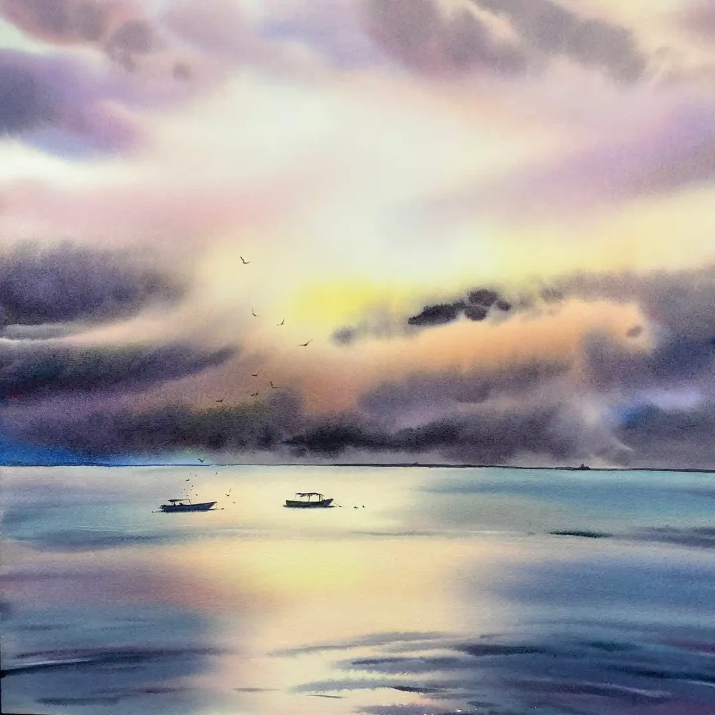 Watercolor Sunset Drawing Ideas
