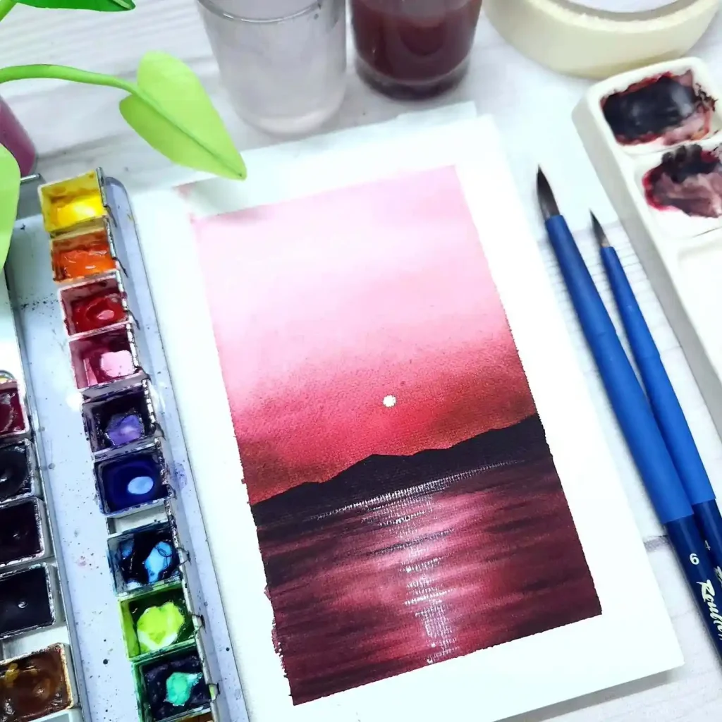 Watercolor Sunset Drawing Ideas