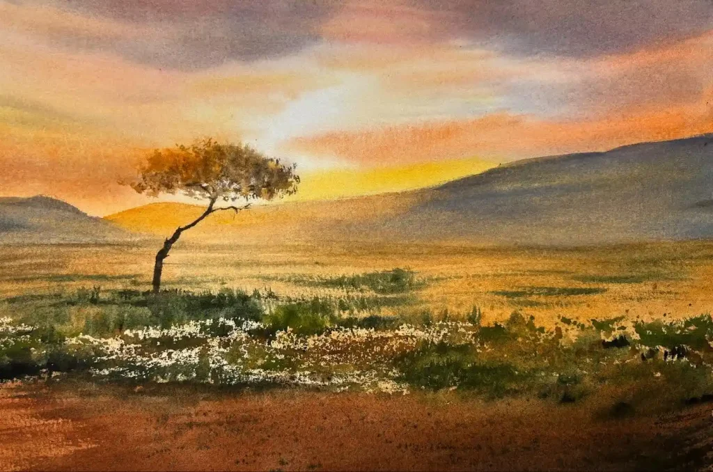 Watercolor Sunset Drawing Ideas