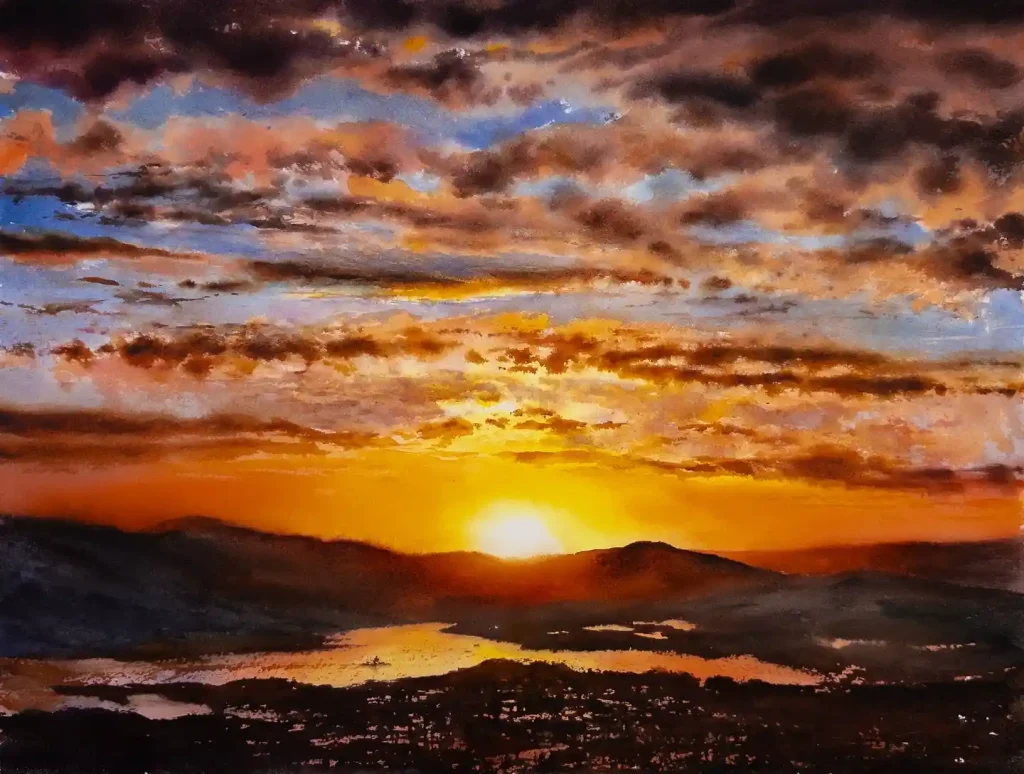 Watercolor Sunset Drawing Ideas