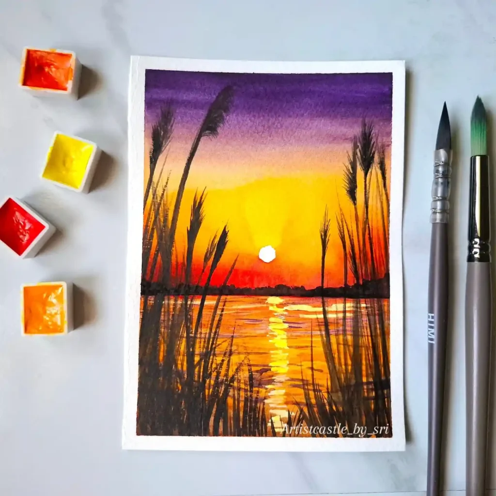 Watercolor Sunset Drawing Ideas