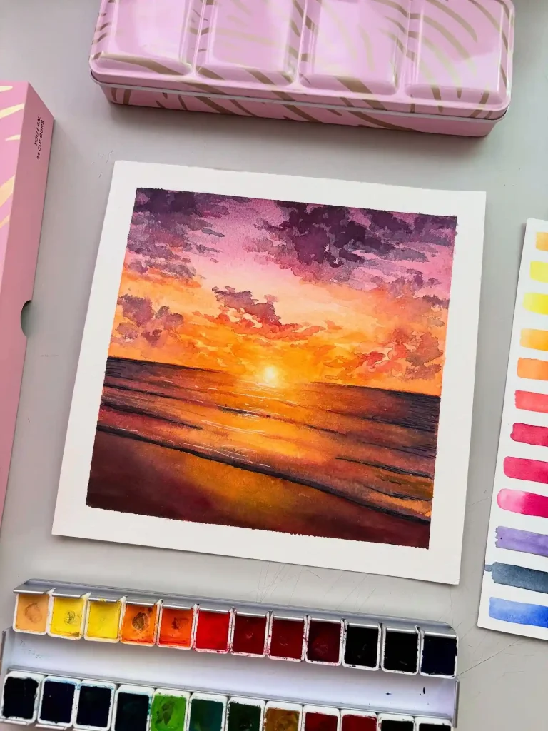 Watercolor Sunset Drawing Ideas