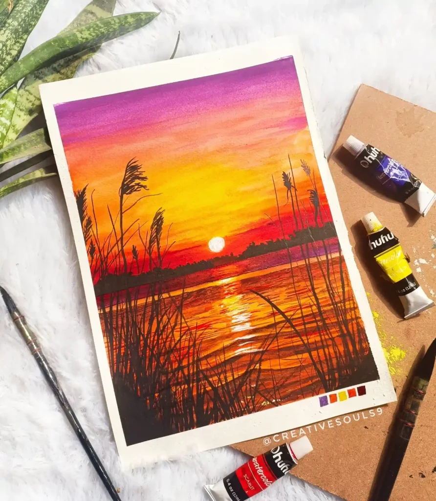 Watercolor Sunset Drawing Ideas