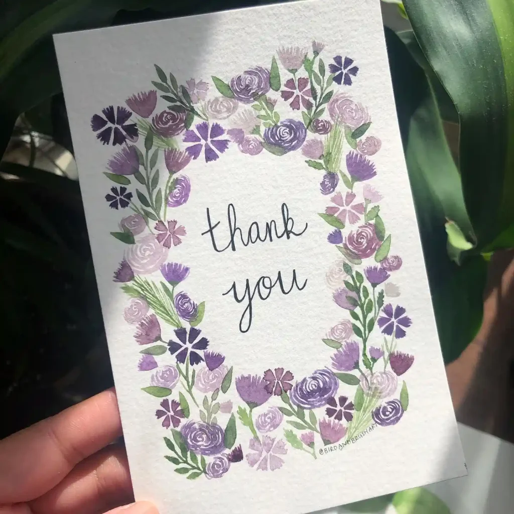 Watercolor Thank You Card Drawing Ideas