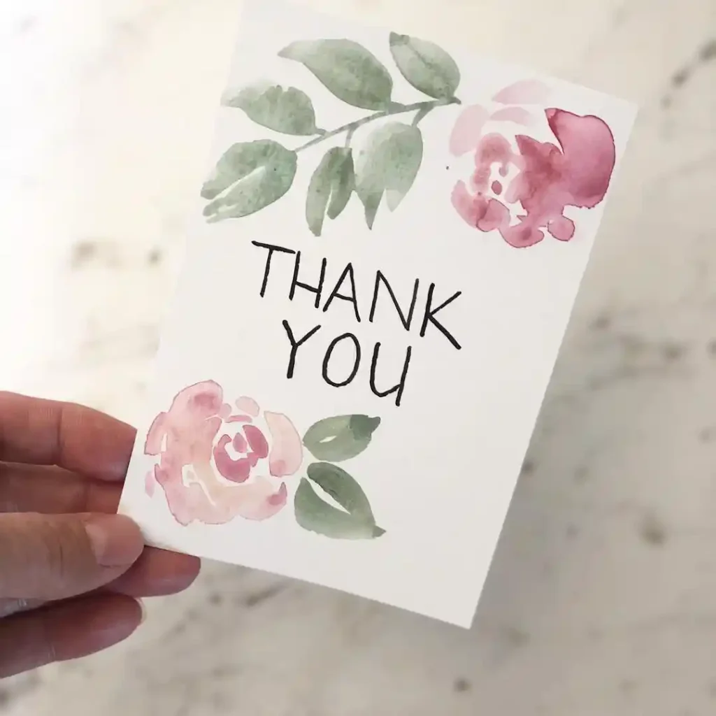 Watercolor Thank You Card Drawing Ideas