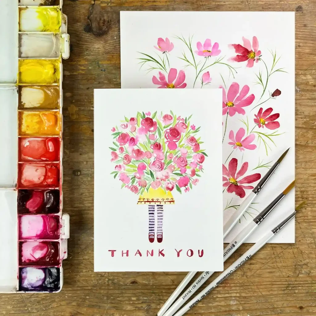 Watercolor Thank You Card Drawing Ideas
