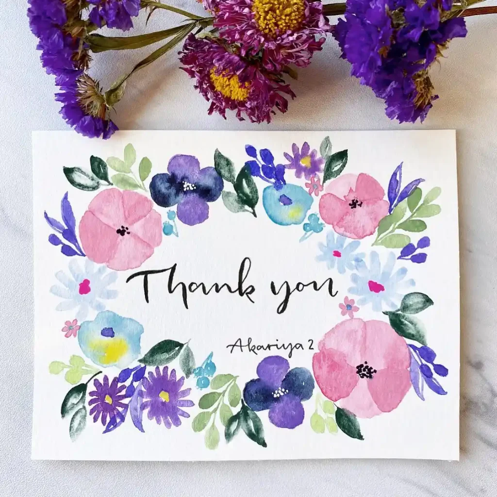 Watercolor Thank You Card Drawing Ideas