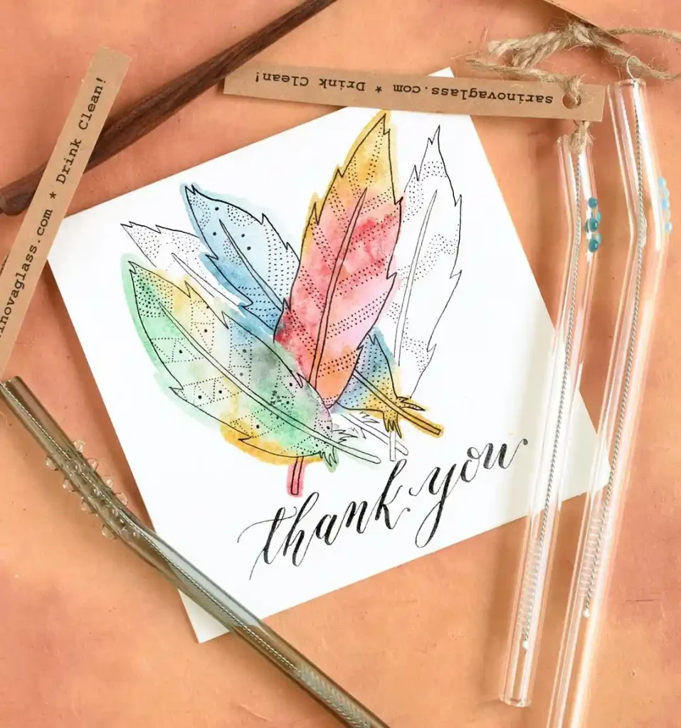 Watercolor Thank You Card Drawing Ideas