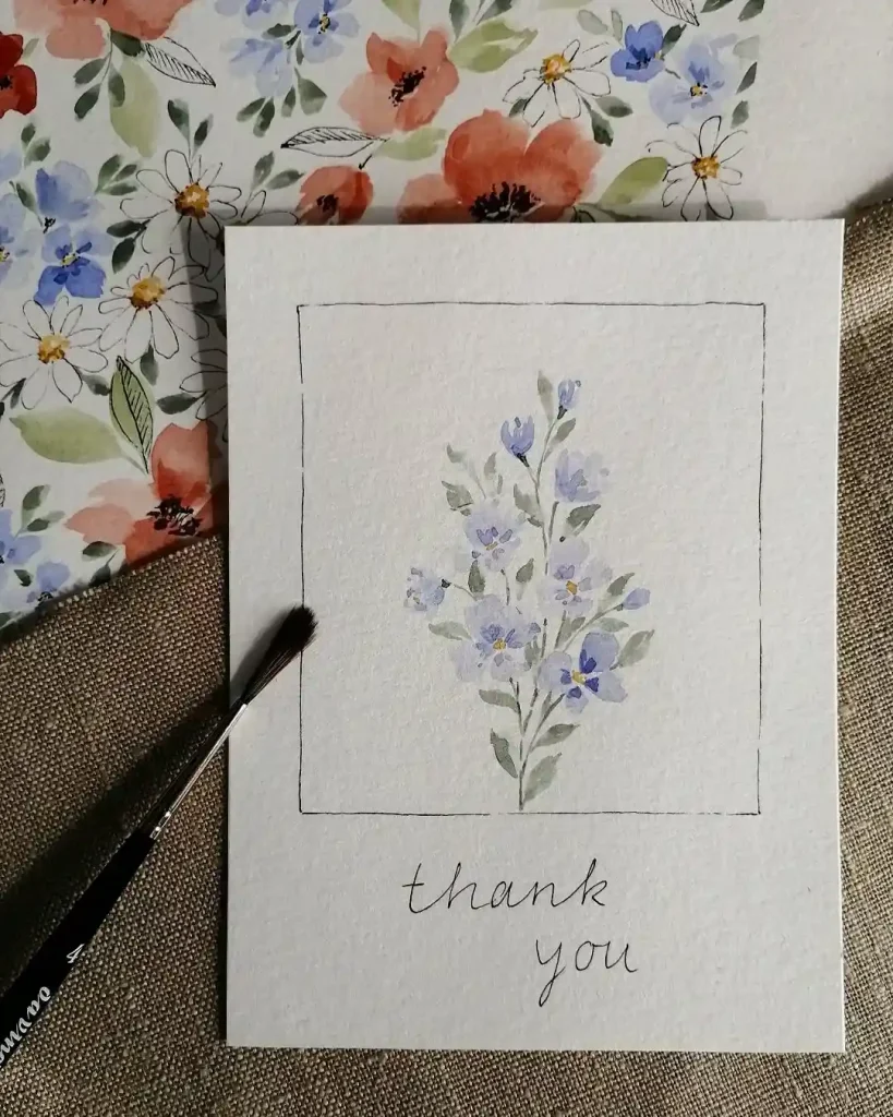 Watercolor Thank You Card Drawing Ideas