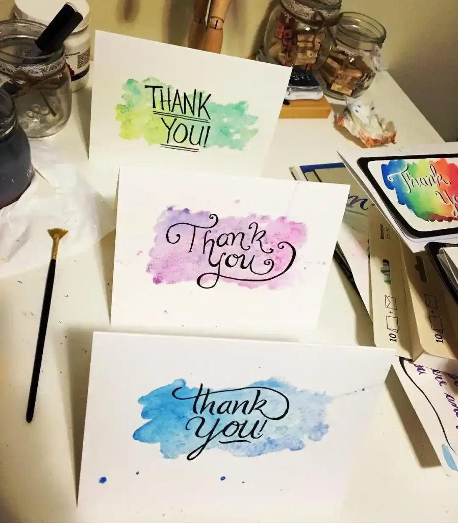 Watercolor Thank You Card Drawing Ideas
