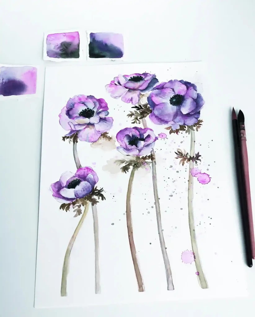 Watercolor Anemone Drawing Ideas (12)