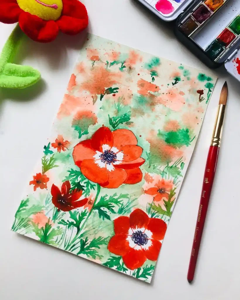Watercolor Anemone Drawing Ideas (17)