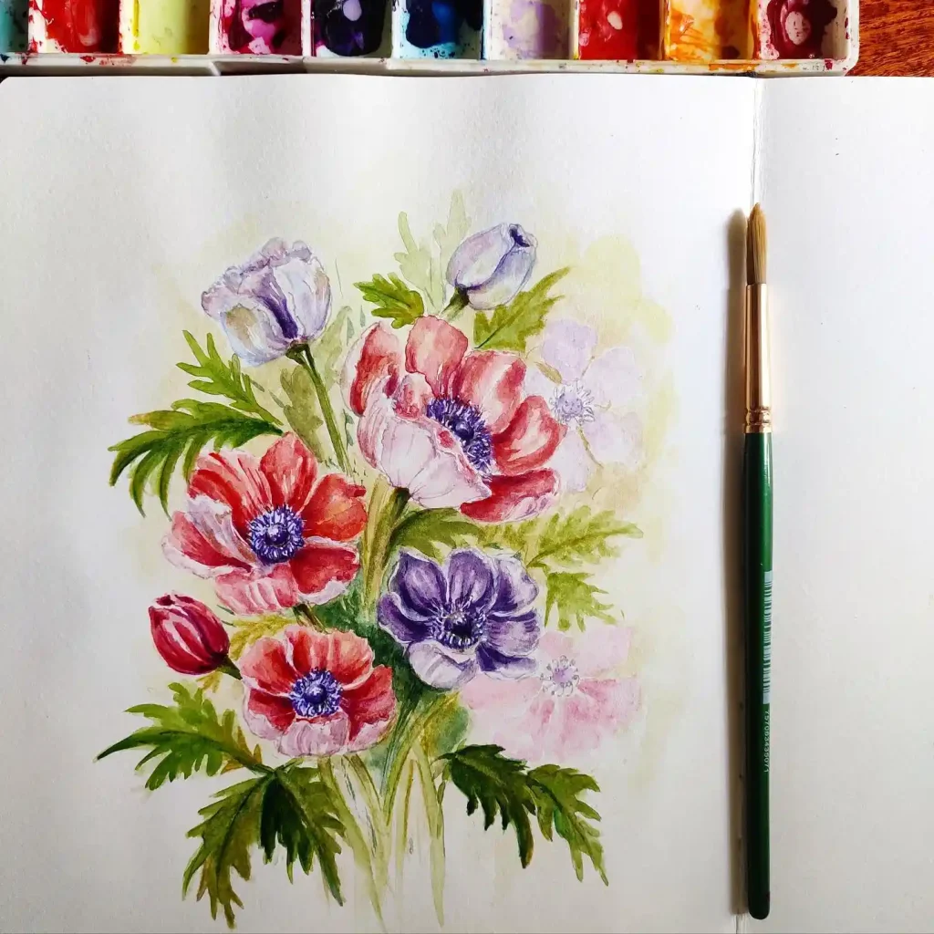 Watercolor Anemone Drawing Ideas (25)