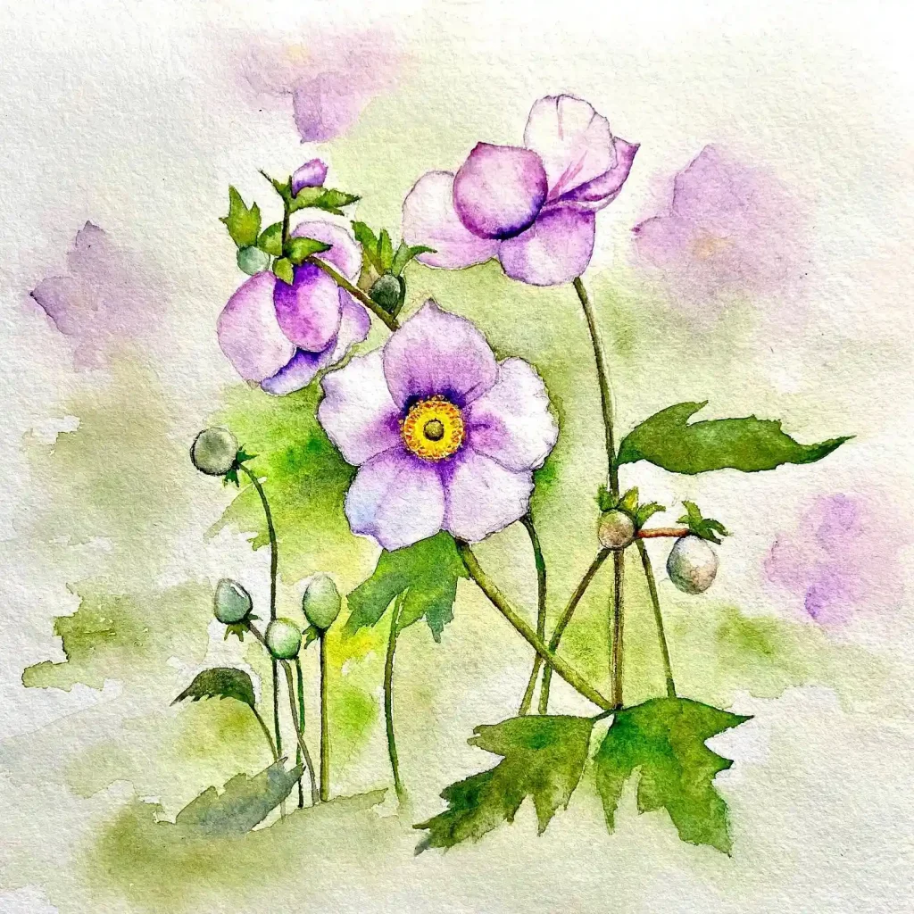 Watercolor Anemone Drawing Ideas (26)